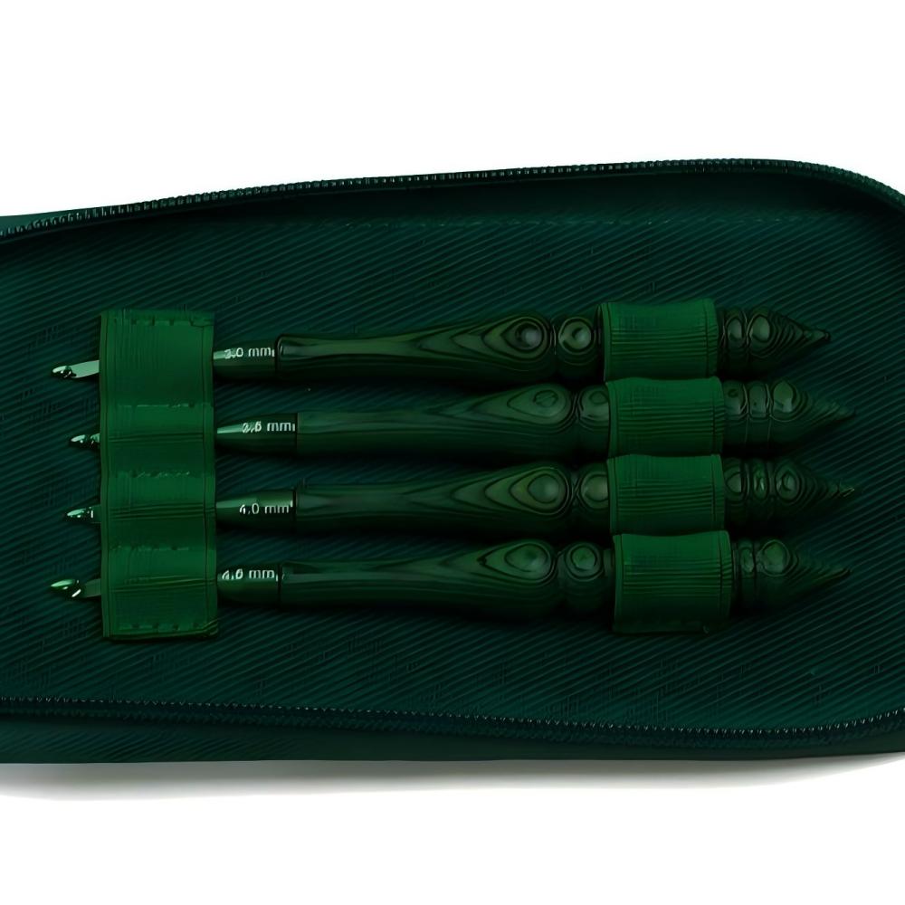 Wooden Crochet Hooks Ergonomic Handle - Crochet Hook Set Green Synthetic Wood