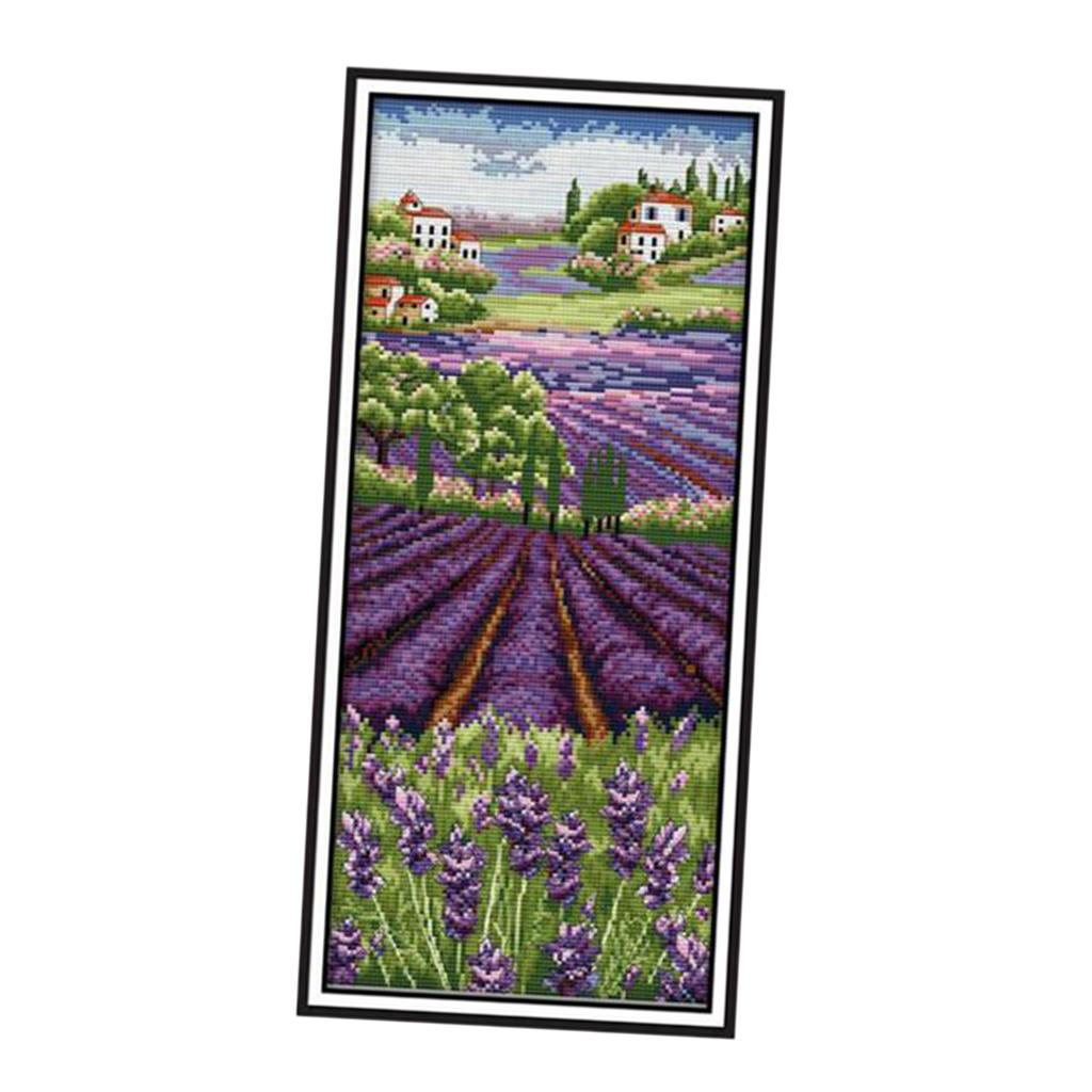 Lavender Flowers Stamped Cross - Cross Stitch Stamped Kits Beginners recension och pris